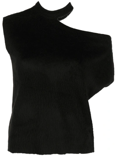 Rta Axel Cutout Cotton And Cashmere-blend Jersey Top In Black