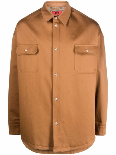 Shop 424 Fairfax Long-sleeve Shirt Jacket In Brown