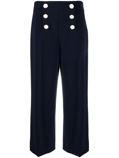 Shop Boutique Moschino Double Breasted Cropped Trousers In Blue