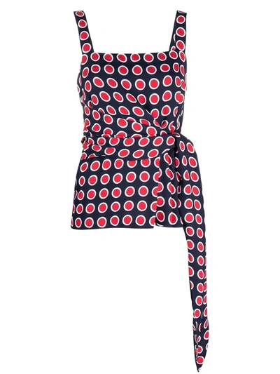Boutique Moschino Polka-dot Belted Tank Top In Blue