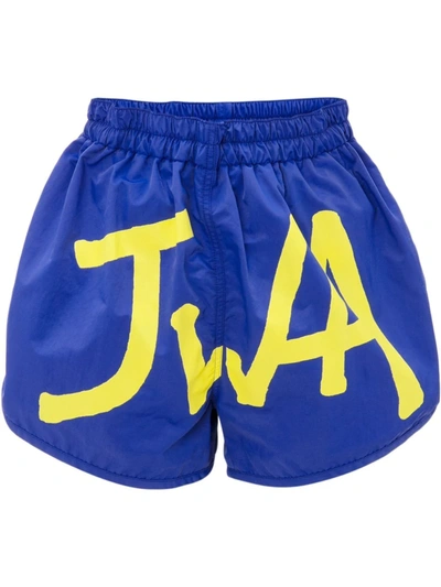Shop Jw Anderson Logo-print Swim Shorts In Blue