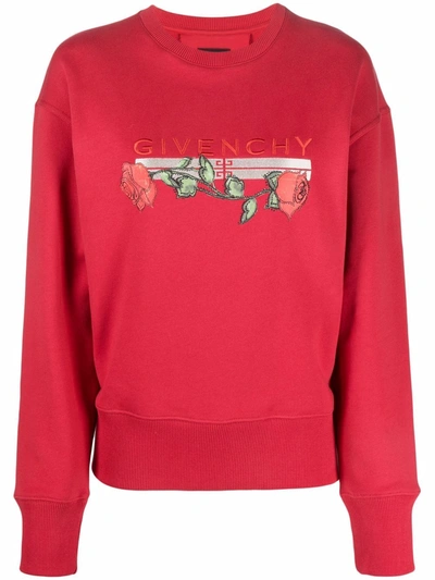 Shop Givenchy Rose-print Sweatshirt In Red
