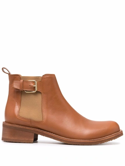 Shop Tila March Buckled Leather Ankle Boots In Brown