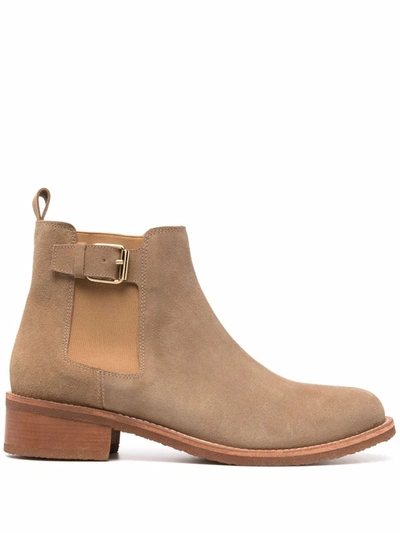 Shop Tila March Buckled Leather Ankle Boots In Neutrals