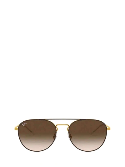 Shop Ray Ban Ray-ban Sunglasses In Gold Top On Brown