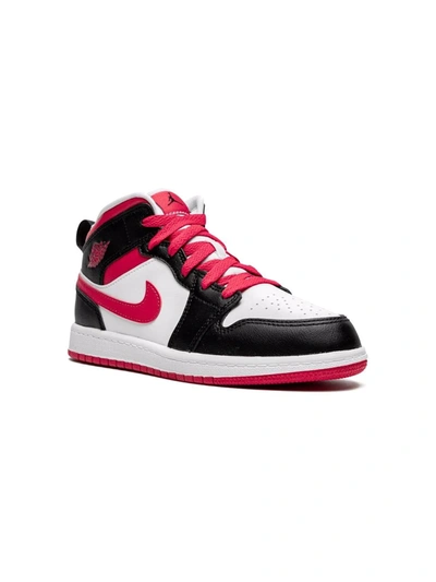 Shop Jordan 1 Mid "white/very Berry" Sneakers In Black