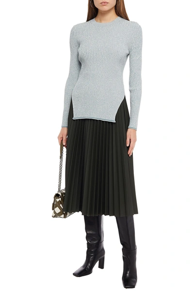 Theory Mouline Ribbed-knit Sweater In Sky Blue
