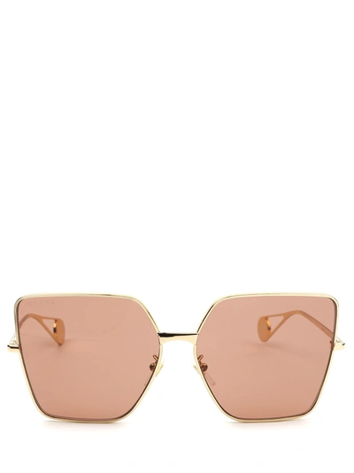 Gucci Gg0436s Gold Female Sunglasses In Neutrals | ModeSens