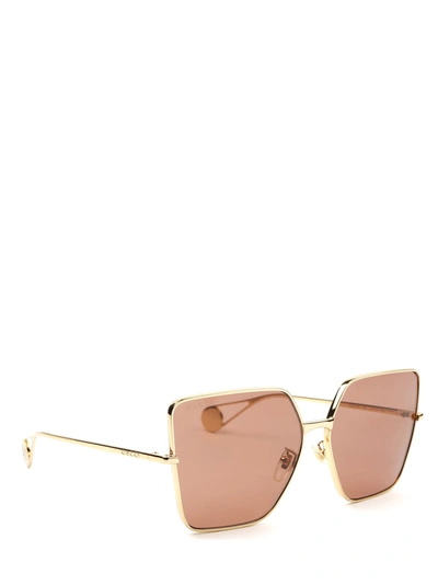 Gucci Gg0436s Gold Female Sunglasses In Neutrals | ModeSens