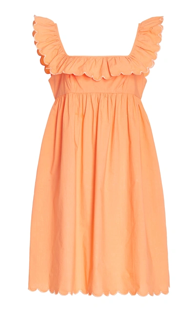 Shop Ephemera Women's Scalloped Cotton Mini Dress In Orange