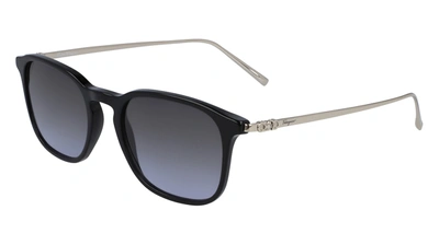 Shop Ferragamo Salvatore  Grey Square Unisex Sunglasses Sf2846s 001 53 In Black / Grey