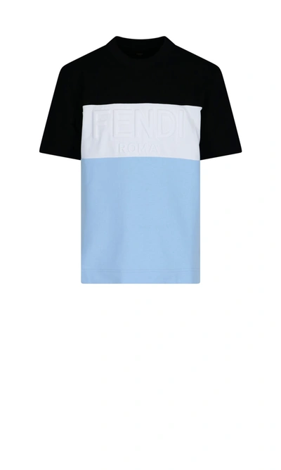 Shop Fendi T-shirt In Light Blue