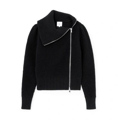 Shop G. Label Chiara Side Zip Waffle Knit Sweater In Black