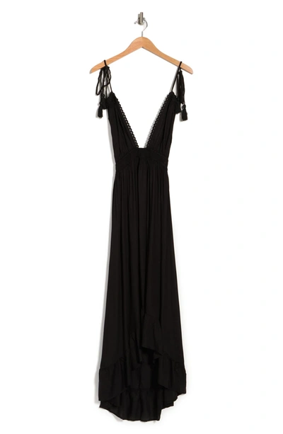 Boho Me Maxi Halter Tie Dye Dress In Solid Black