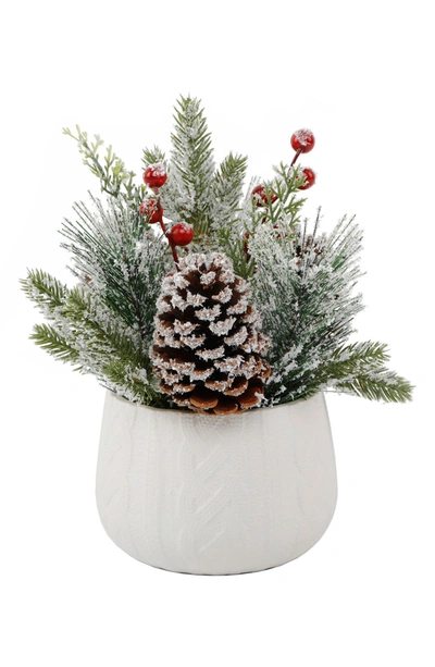 Flora Bunda Frosted Christmas Mix Sweater Tabletop Decor In White