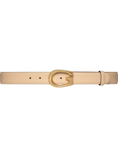 Shop Gucci G-buckle Adjustable Thin Belt In Neutrals