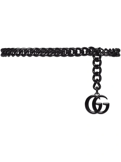 Shop Gucci Gg Marmont Chain-link Belt In Black