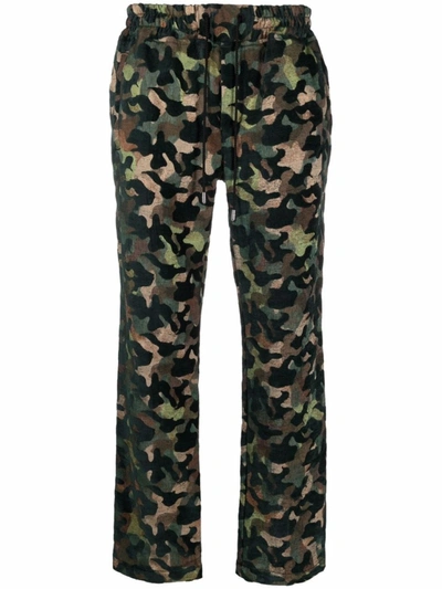 Shop Just Don Green Camouflage-print Straight Leg Trousers