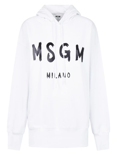 Shop Msgm Cotton Hoodie In White