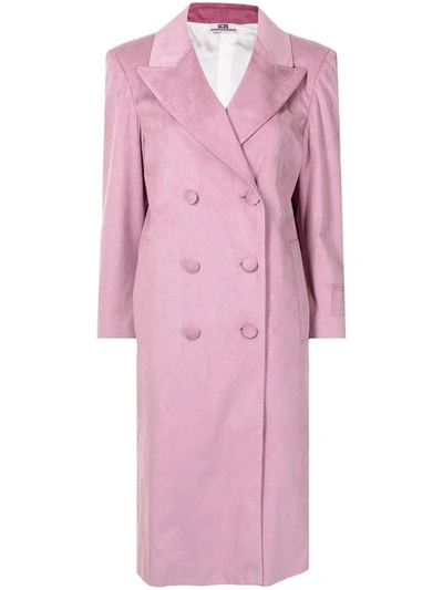 Shop Gcds Man Fit Long Coat Lavender In Pink