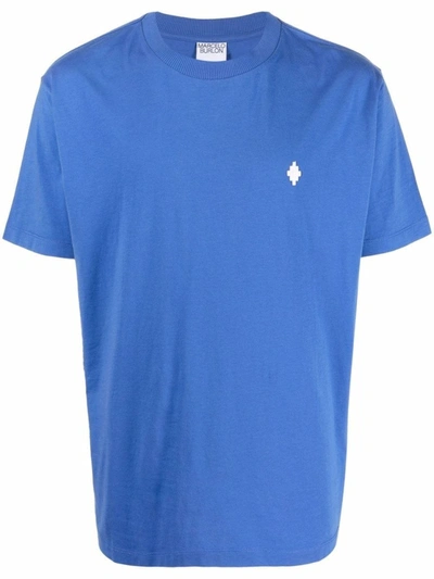 Shop Marcelo Burlon County Of Milan Cross-motif Cotton T-shirt Blue Plain