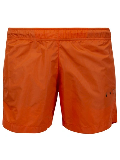 Shop Off-white Diagonal Ow Logo Swim Trunks Orangeade
