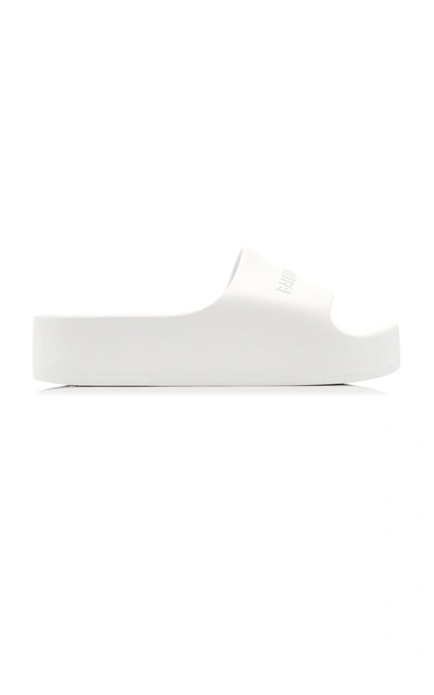 Shop Balenciaga Women's Chunky Logo-embossed Rubber Slide Sandals In White