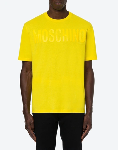 Shop Moschino Organic Cotton T-shirt With Logo In Yellow