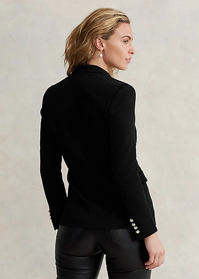 Shop Ralph Lauren Knit Double-breasted Blazer In Polo Black