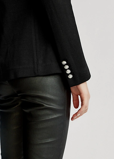 Shop Ralph Lauren Knit Double-breasted Blazer In Polo Black