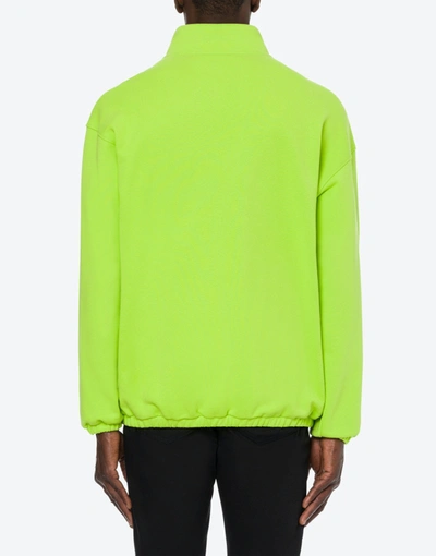 Shop Moschino Logo Band Organic Cotton Sweatshirt In Acid Green