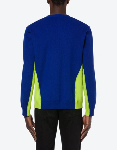 Shop Moschino ™ Compact-high Wool Cardigan In Electric Blue
