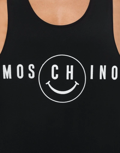 Shop Moschino Smiley® Organic Cotton Tank Top In Black