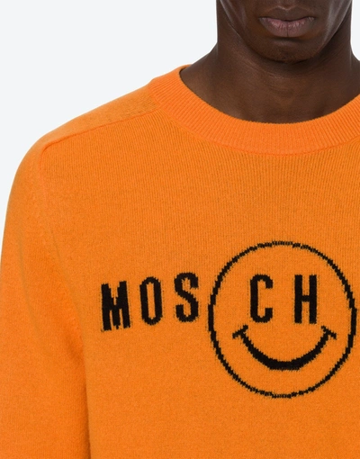 Shop Moschino Smiley® Wool And Cashmere Jumper In Orange