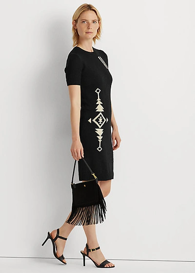 Shop Lauren Ralph Lauren Intarsia-knit Tee Dress In Polo Black