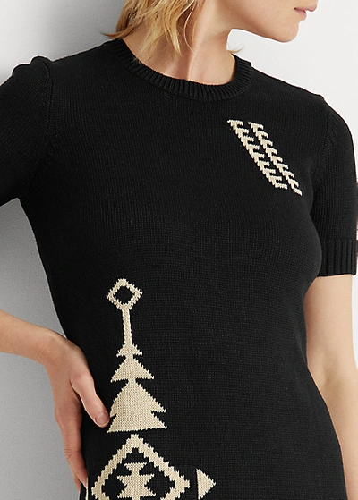 Shop Lauren Ralph Lauren Intarsia-knit Tee Dress In Polo Black