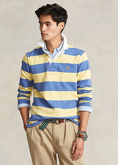 Ralph Lauren The Iconic Rugby Shirt In Deep Blue/campus Yellow | ModeSens