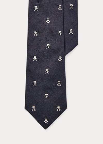 Polo Ralph Lauren Skull-and-crossbones Repp Tie In Navy/white