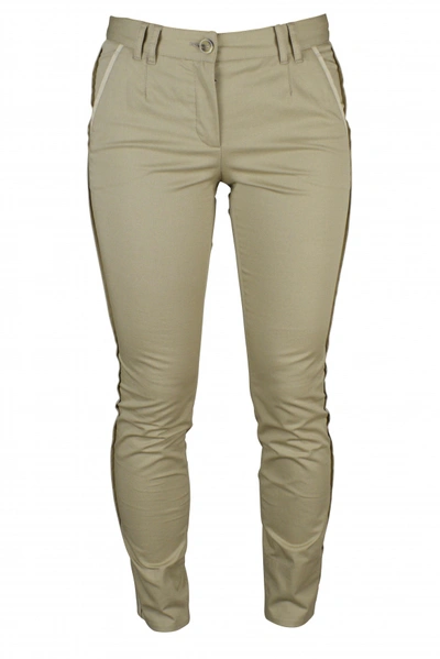 Shop Dolce & Gabbana Luxury Trousers For Women    Light Brown Trousers With Piping
