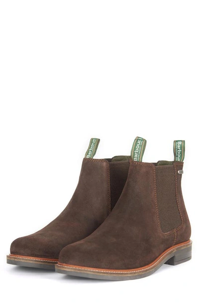 Shop Barbour Farsley Chelsea Boot In Choco Suede