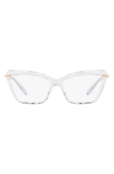 Shop Dolce & Gabbana 53mm Cat Eye Optical Glasses In Crystal/ Gold
