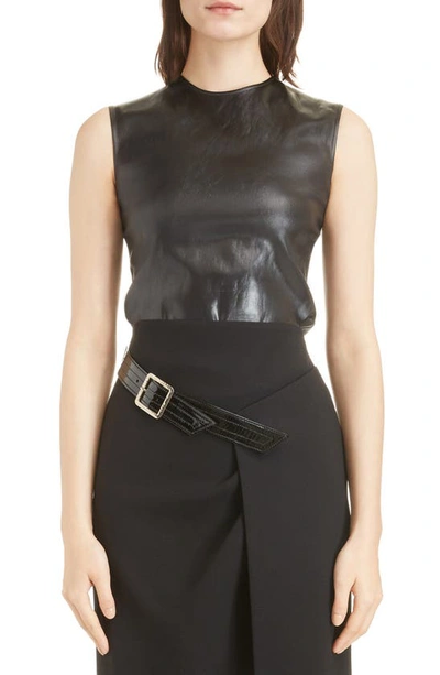 Shop Givenchy Faux Leather Tank Top In Black