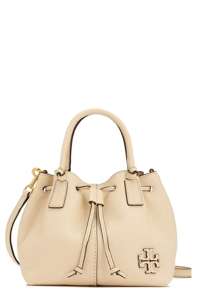 Tory Burch Mcgraw Small Drawstring Leather Satchel In White | ModeSens