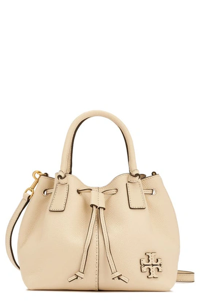 Shop Tory Burch Mcgraw Small Drawstring Leather Satchel In Brie