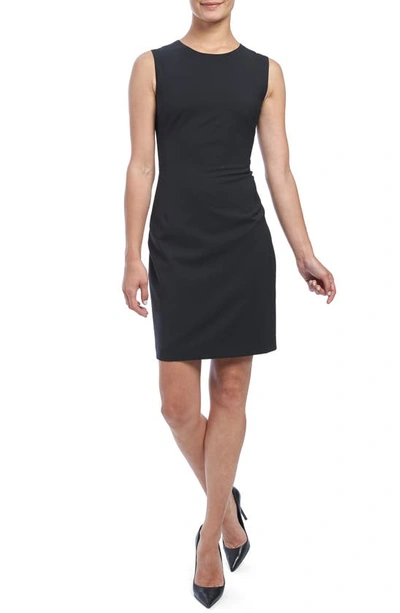 Shop Theory Sleeveless Stretch Wool Sheath Dress In Black