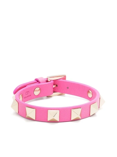 Shop Valentino Rockstud Buckle Bracelet In Pink