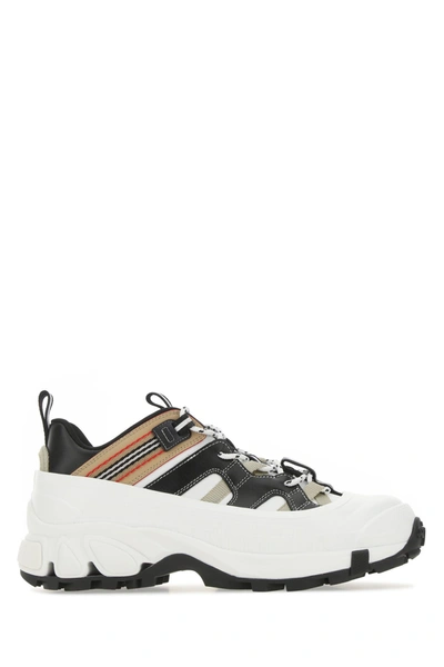 Shop Burberry Multicolor Fabric And Leather Arthur Sneakers  Multicoloured  Donna 39