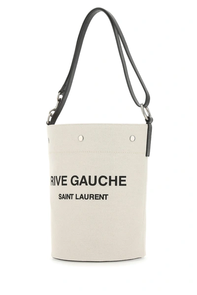 Saint Laurent Borsa A Secchiello Rive Gauche Media Bicolor In Tela E Pelle  Donna