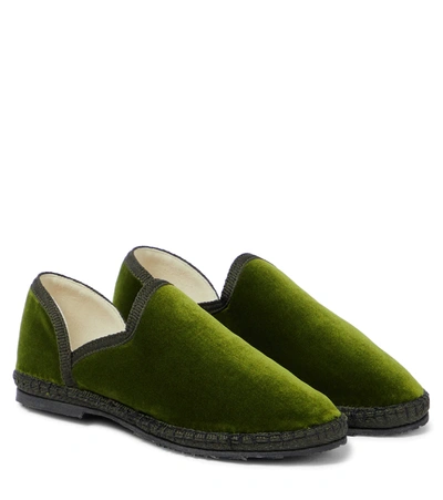 Shop The Row Friulane Velvet Loafers In Forest Green