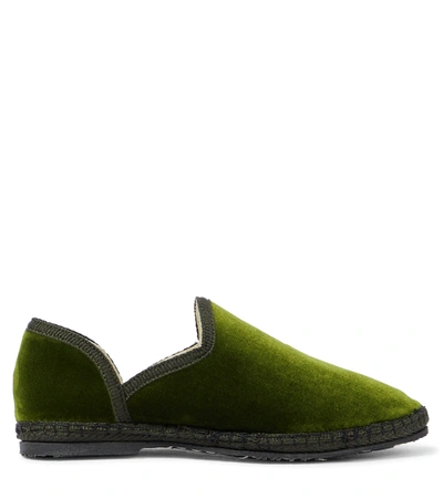 Shop The Row Friulane Velvet Loafers In Forest Green